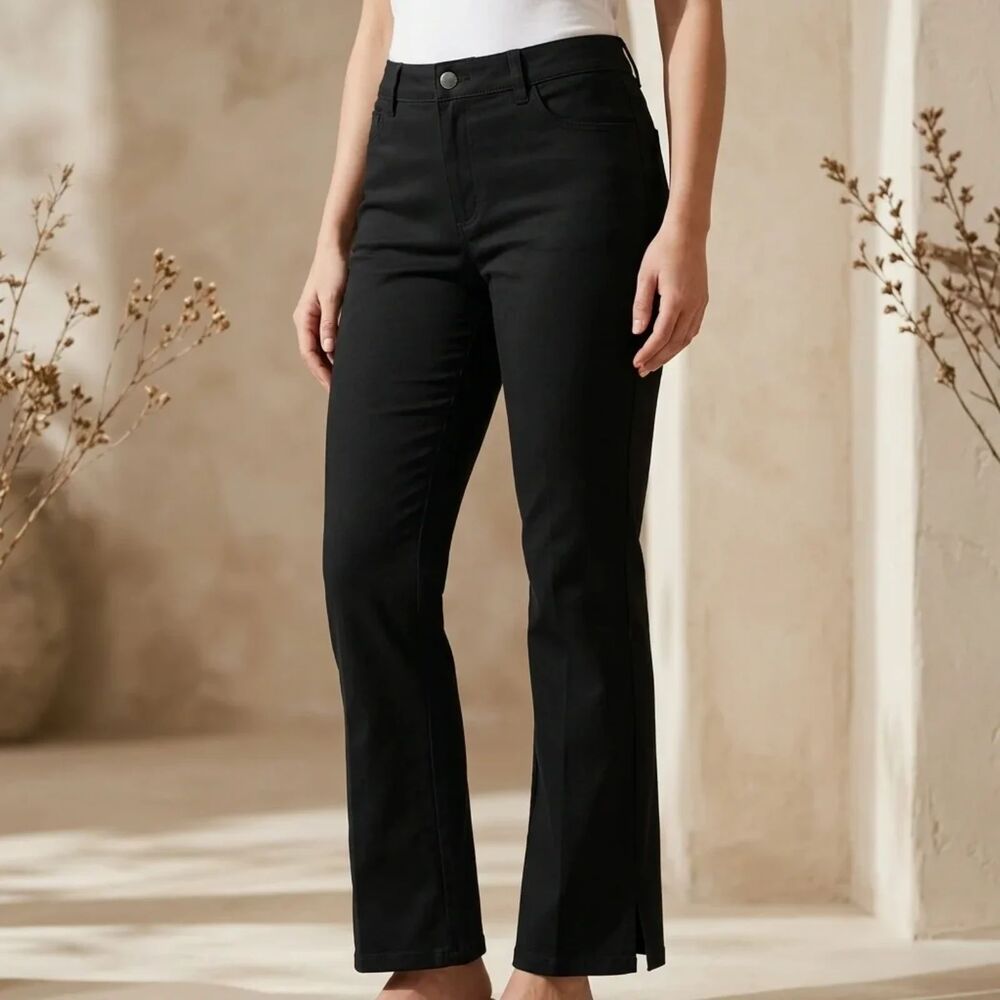 Marks & Spencer Black Cotton, Elastane Lycra® tailored pants | Sz UK 14 Short